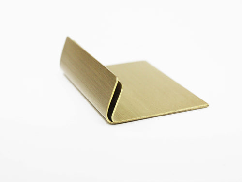Messing prijskaarthouder in goudkleur, L-vorm, 4 × 3 cm – zijaanzicht