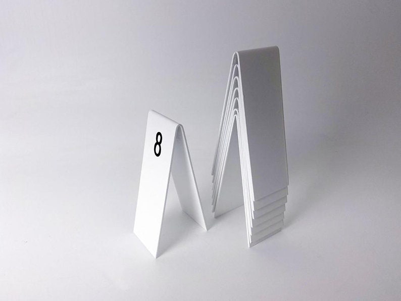 Witte aluminium tafelnummers, stapelbaar, 5 × 14 cm