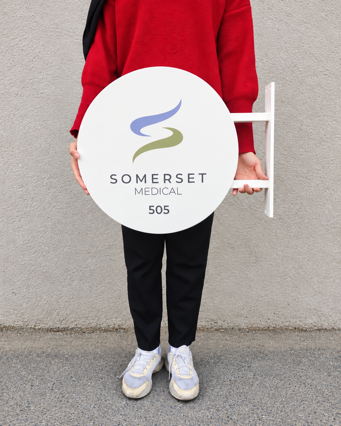 Rond wit uithangbord van aluminium, Ø 50 cm, formaat ter indicatie