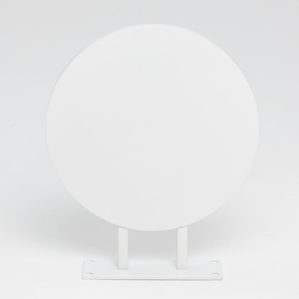 Rond wit blanco uithangbord van aluminium – vooraanzicht